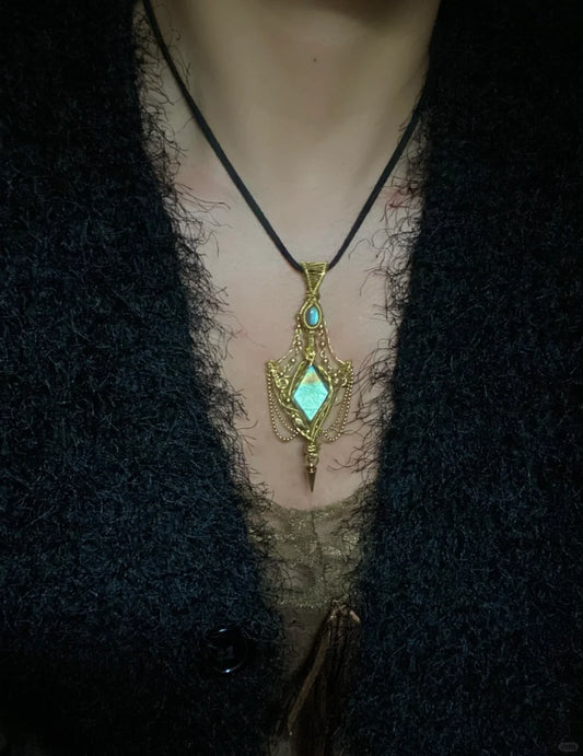 Day 57 Yellow Copper Wire Wrapping Labradorite Pendant