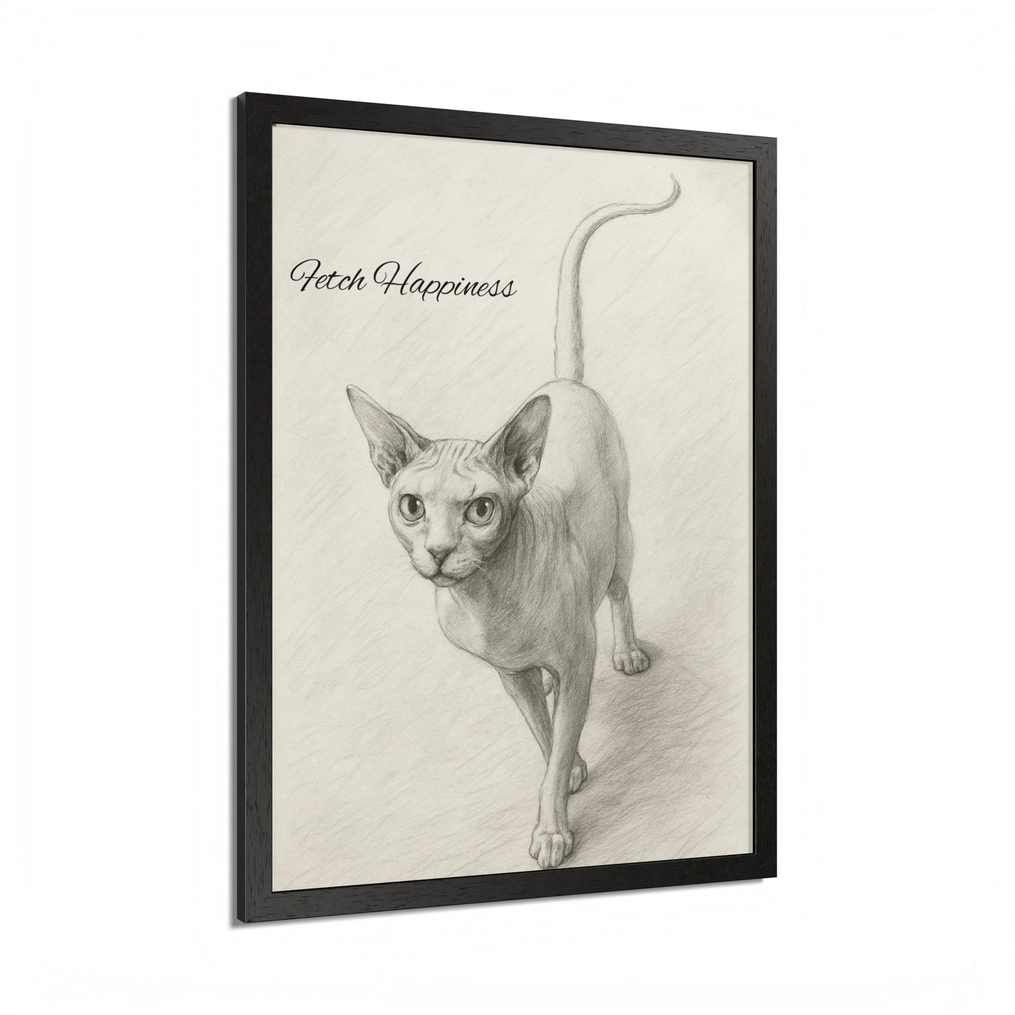 Fetch Happiness Sphynx Cat Poster Multi-Color Artwork for Cat Lovers