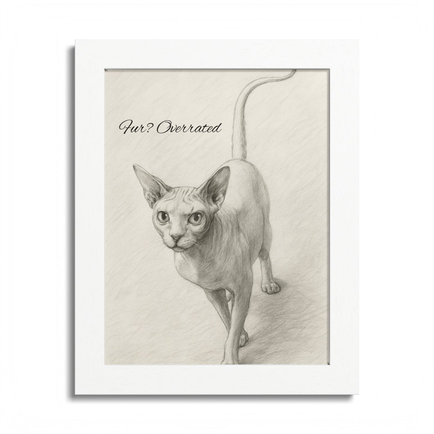 Pur Overated Framed Cat Sphynx Poster with Quote