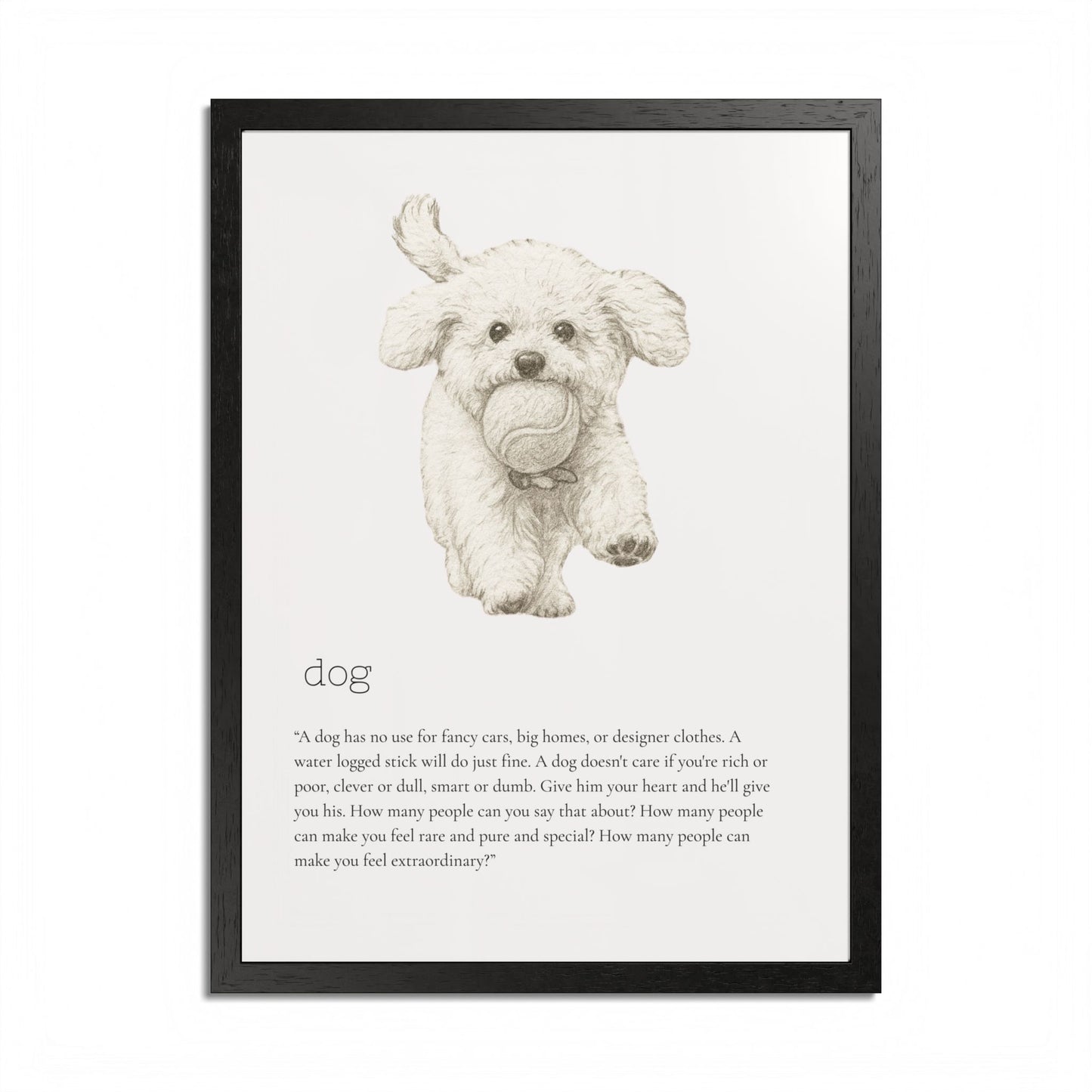 Pencil Sketch Adorable Dog Framed Poster Customized