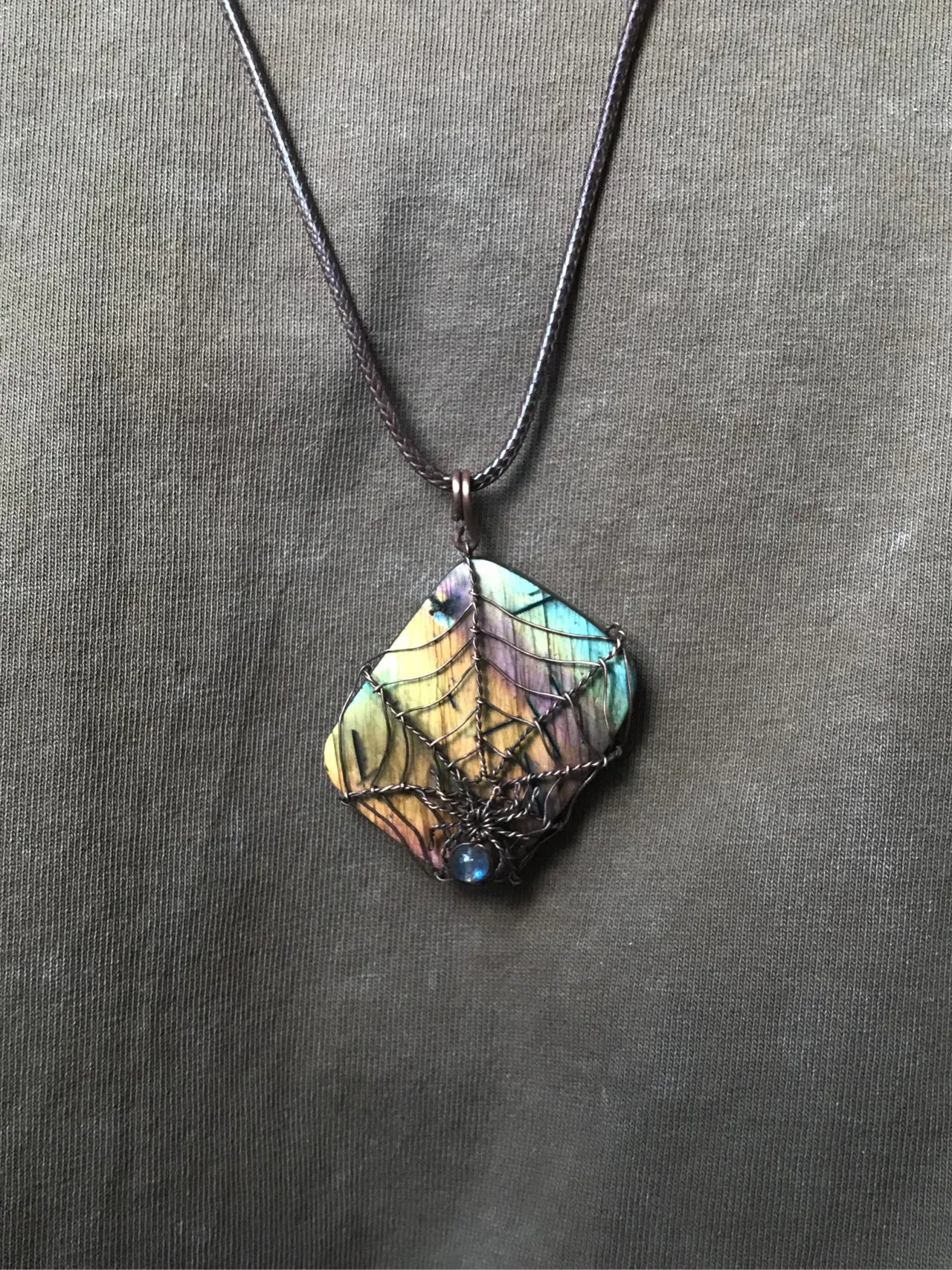 Spider net Labradorite wrapping Pendant