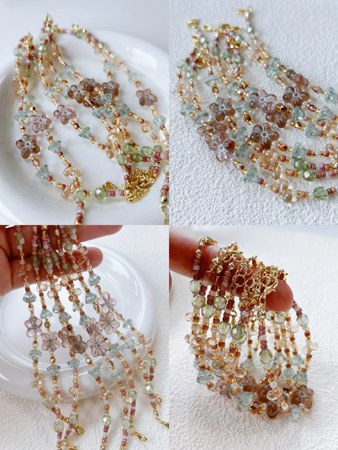 Pink Floral Glaze Bracelet