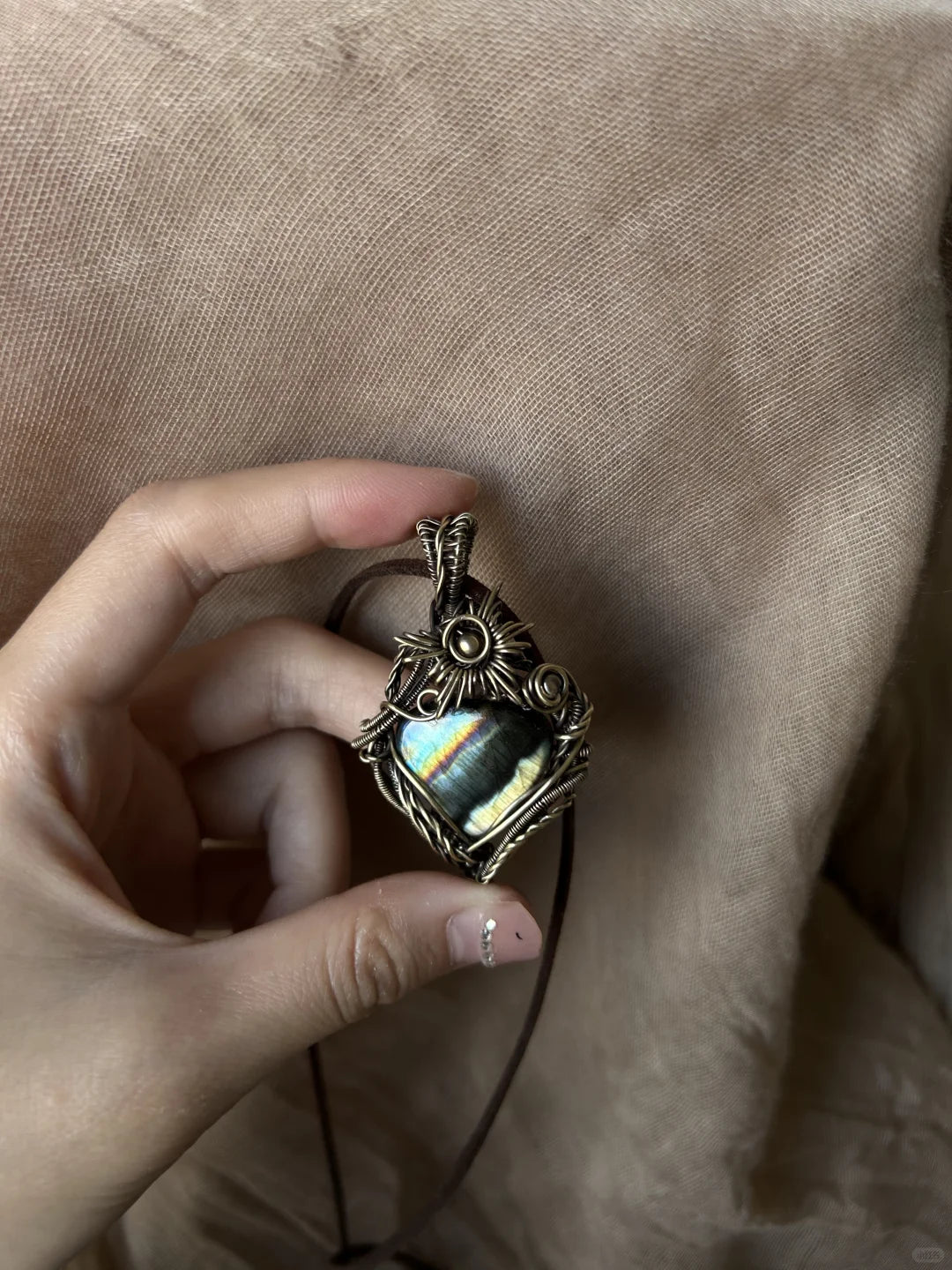 Labradorite Colourful Square Pendant