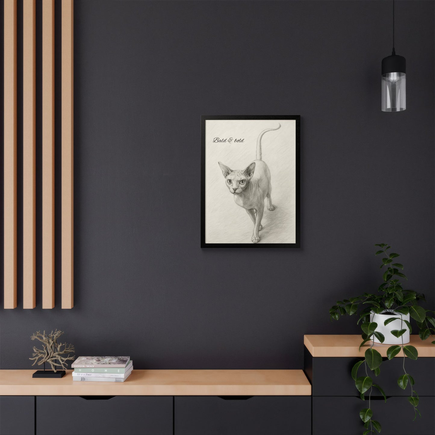 Bald And Bold Framed Sphynx Cat Poster