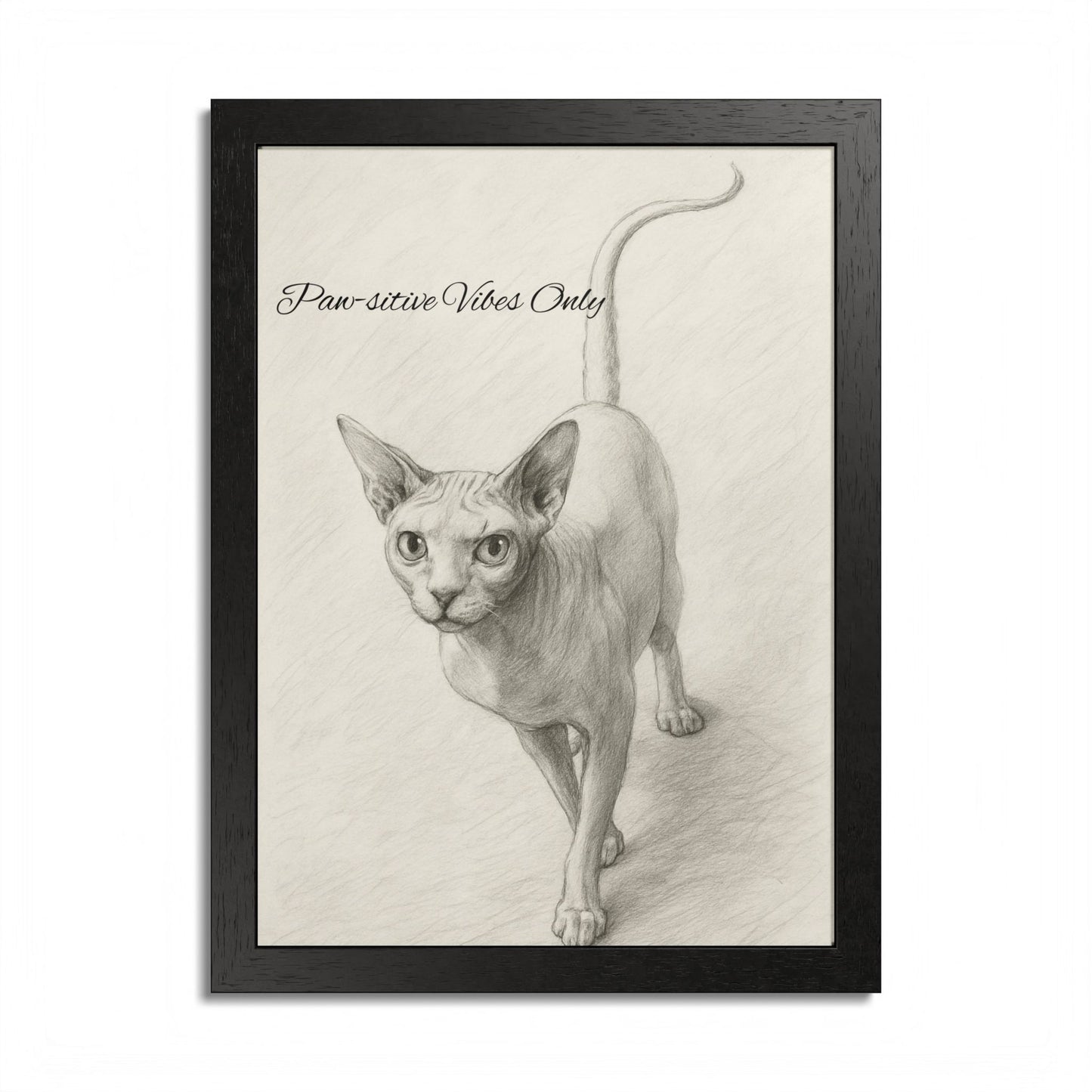 Pawsitive Vibes Only Framed Sphynx Cat Poster