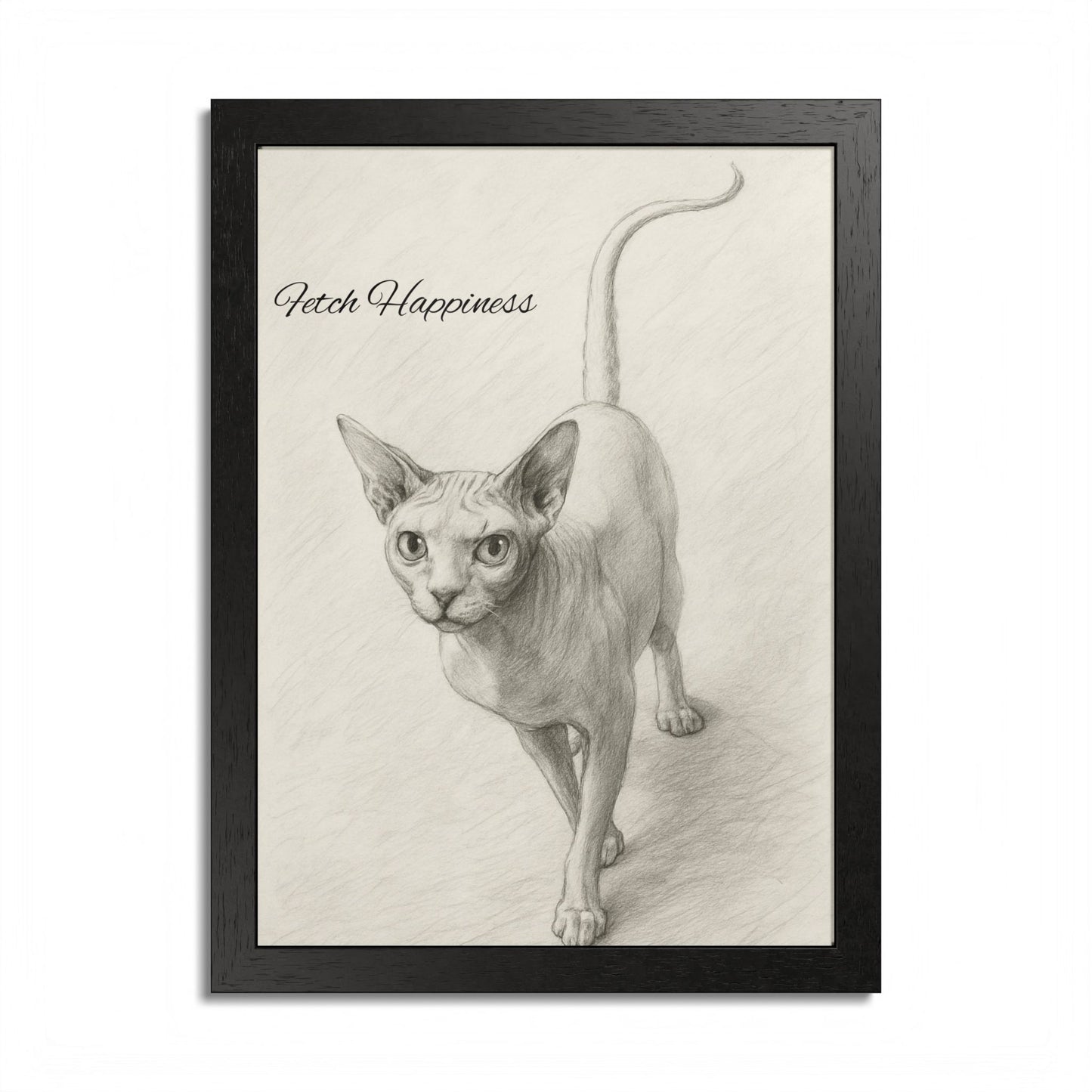 Fetch Happiness Sphynx Cat Poster Multi-Color Artwork for Cat Lovers