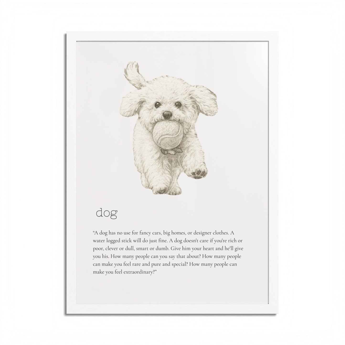 Pencil Sketch Adorable Dog Framed Poster Customized