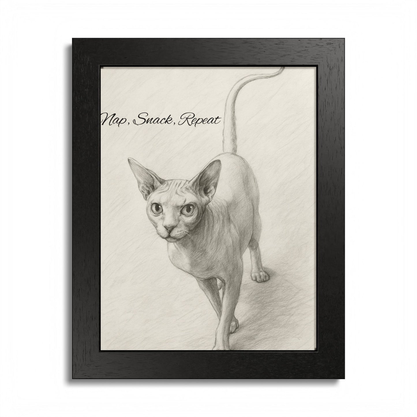Framed Sphynx Cat Poster - Nap, Snack, Repeat