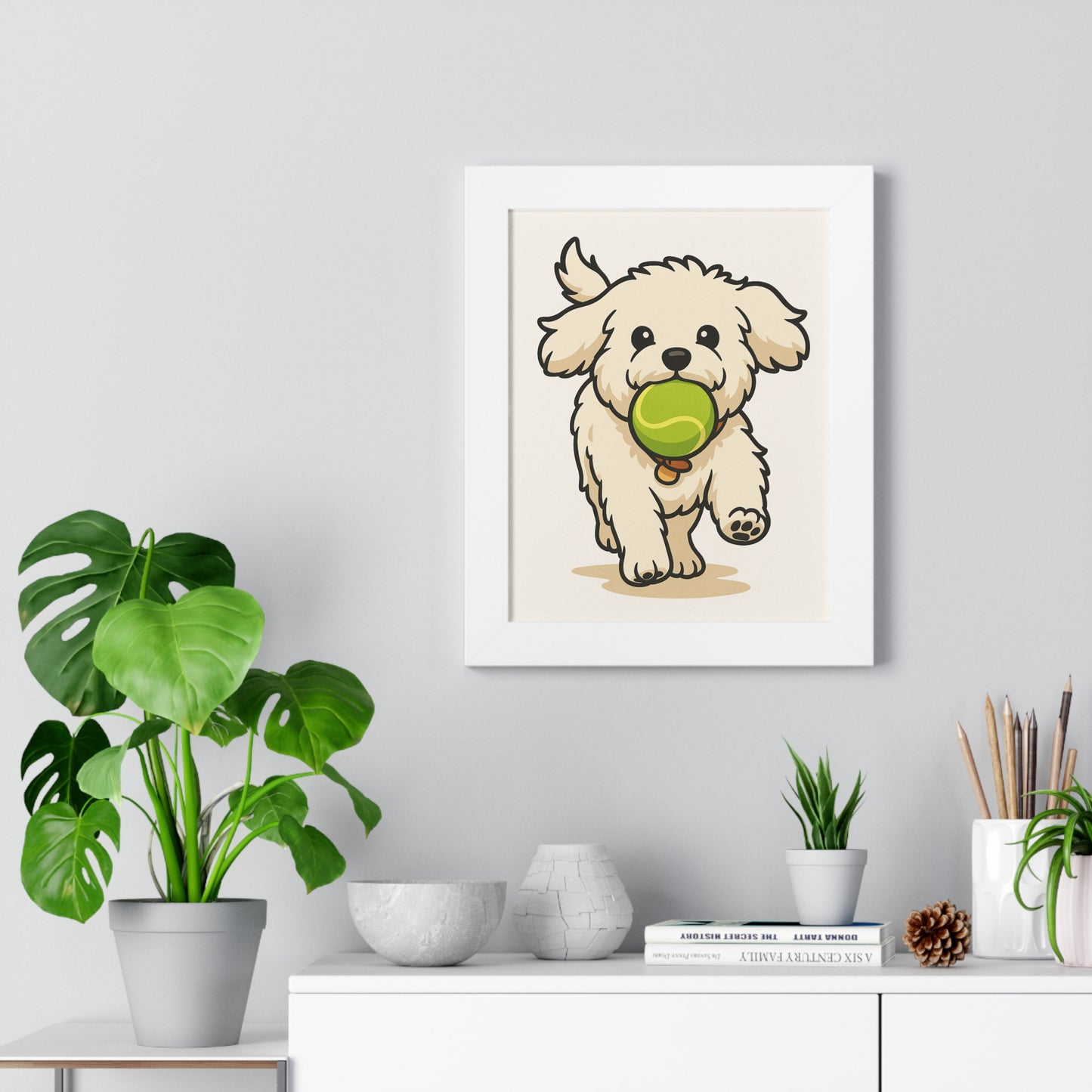 Dog Cartoon Framed Vertical Poster
