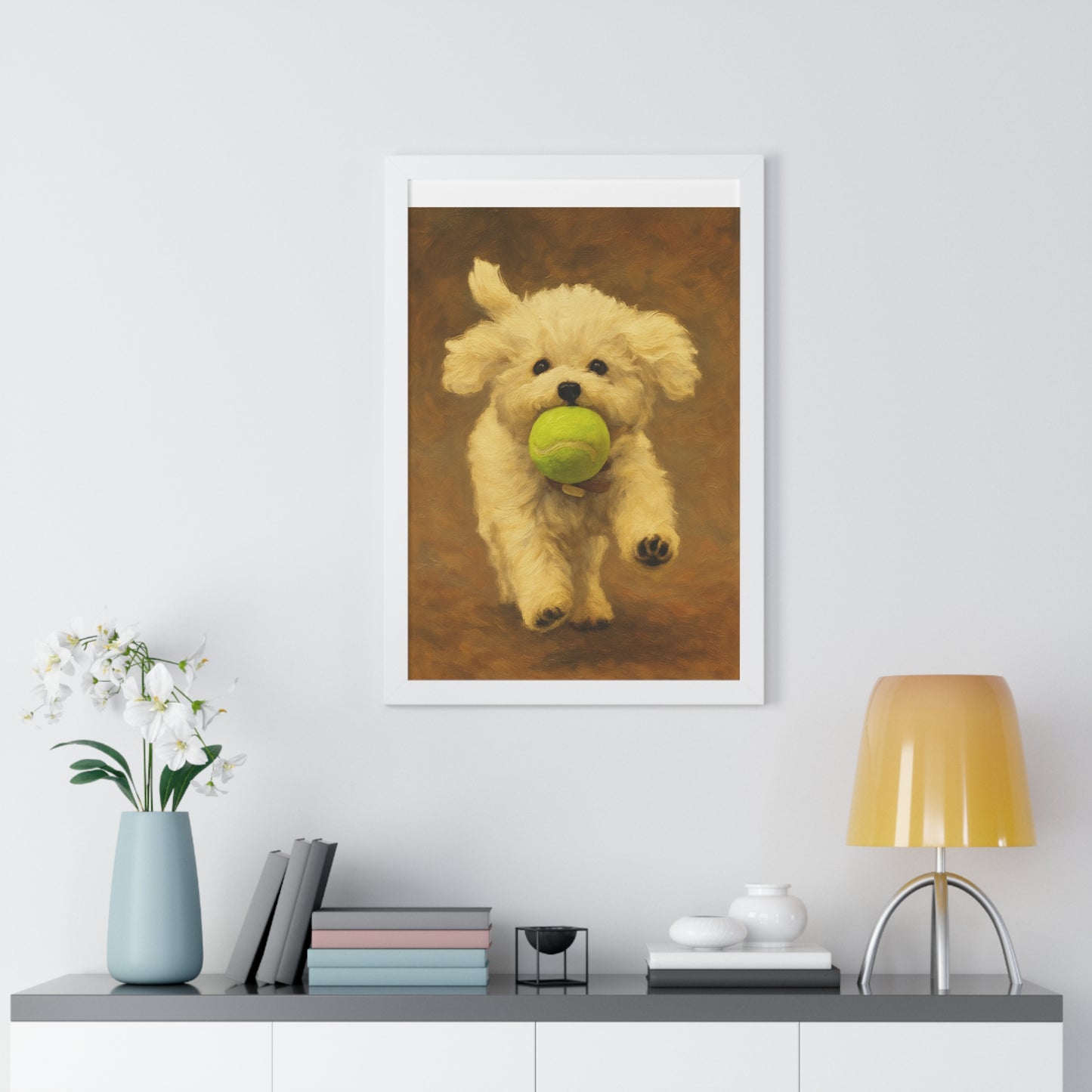 Charming Dog Framed Poster, Cute Puppy Wall Art, Pet Lover Gift, Home Decor, Animal Wall Decor, Dog Lover Gift