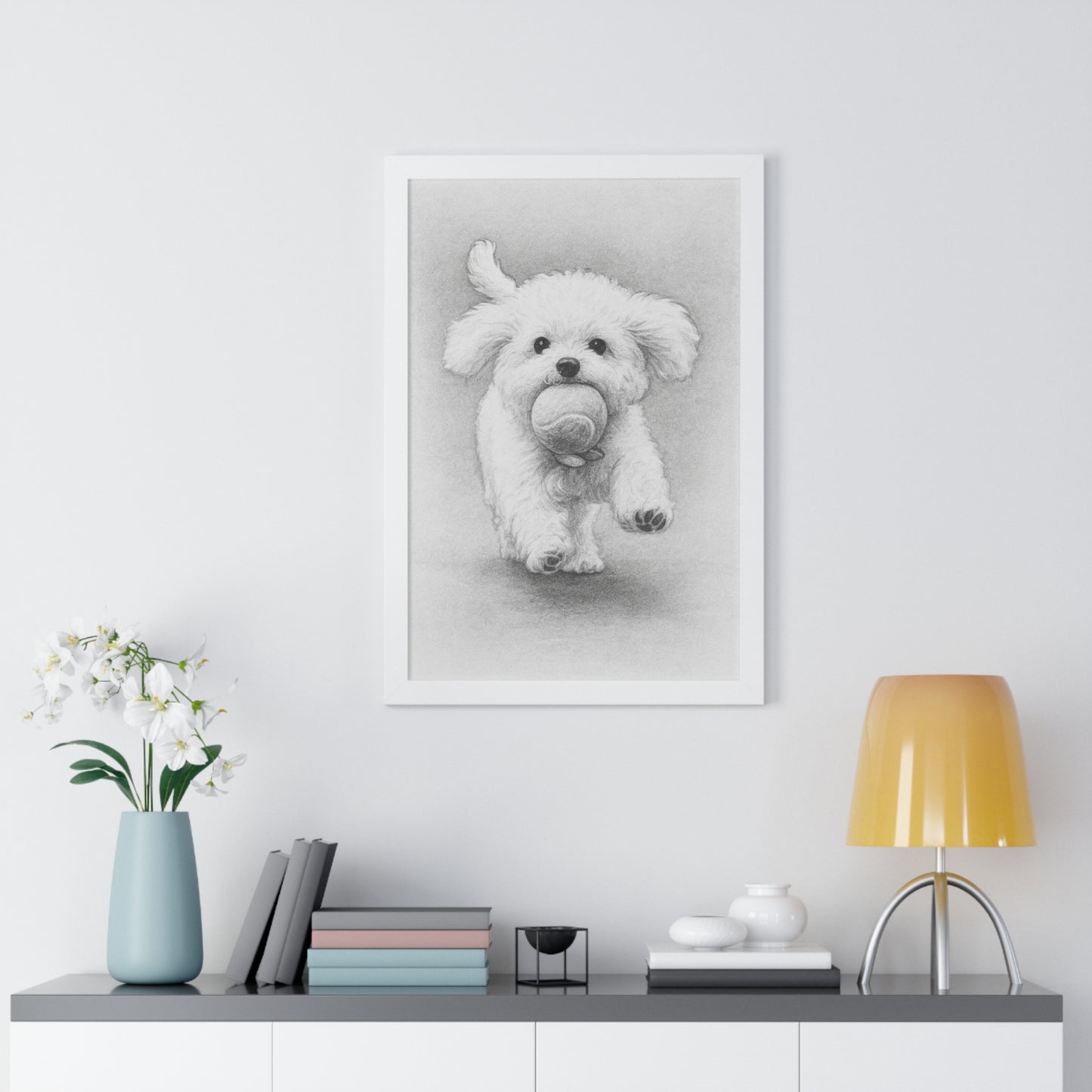 Framed Pet Portrait Pencil Sketch Poster