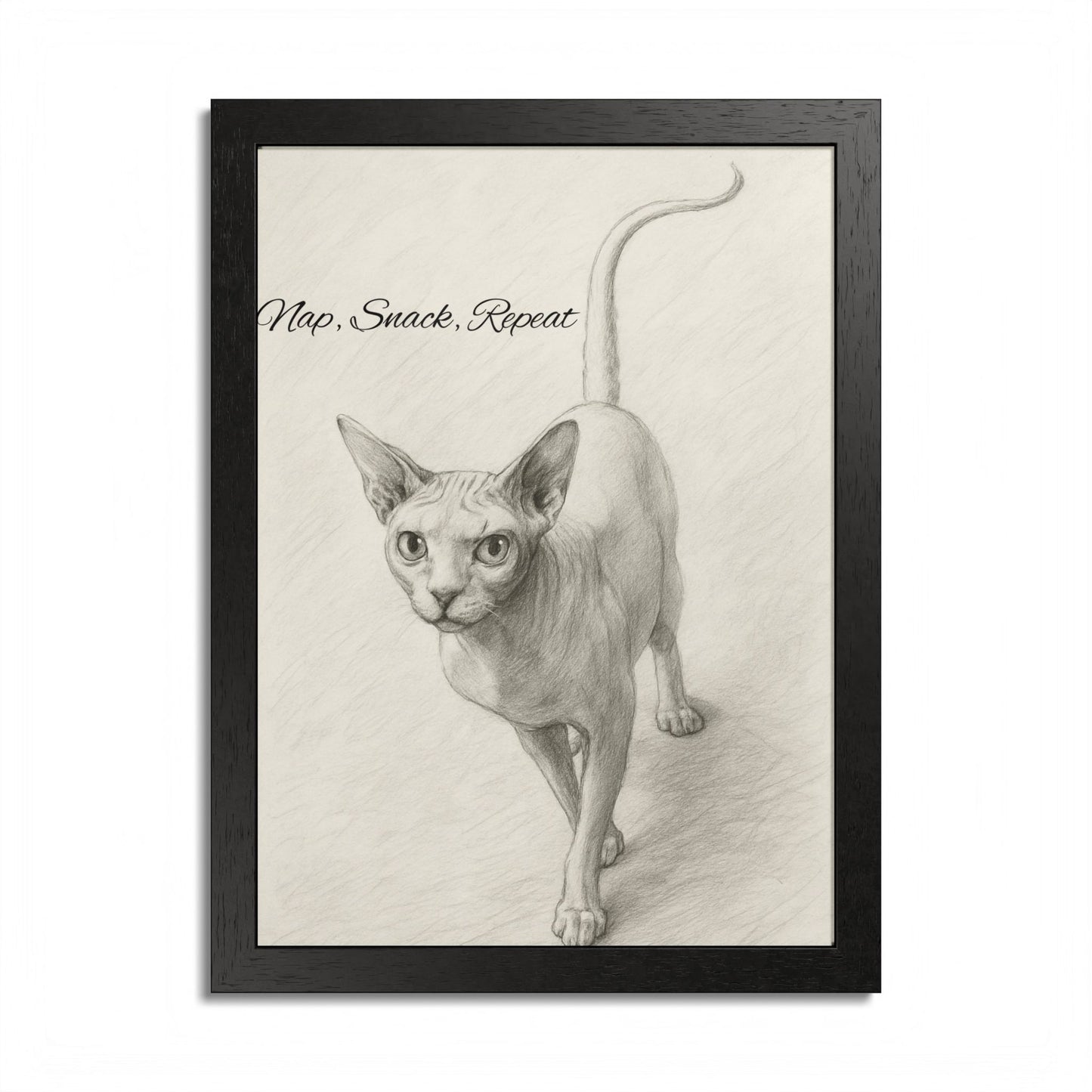 Framed Sphynx Cat Poster - Nap, Snack, Repeat