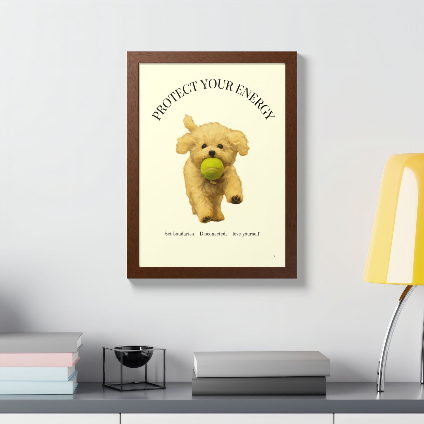 Protect Your Energy Poster Framed Dog Art Print
