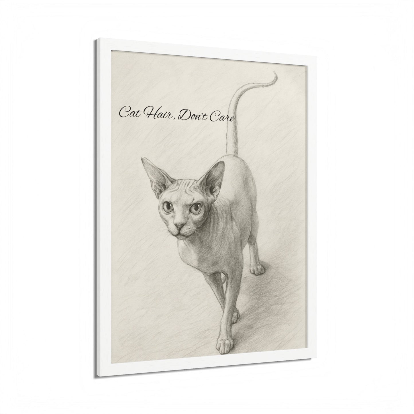 Cat Hair Don't Care Framed Sphynx Poster