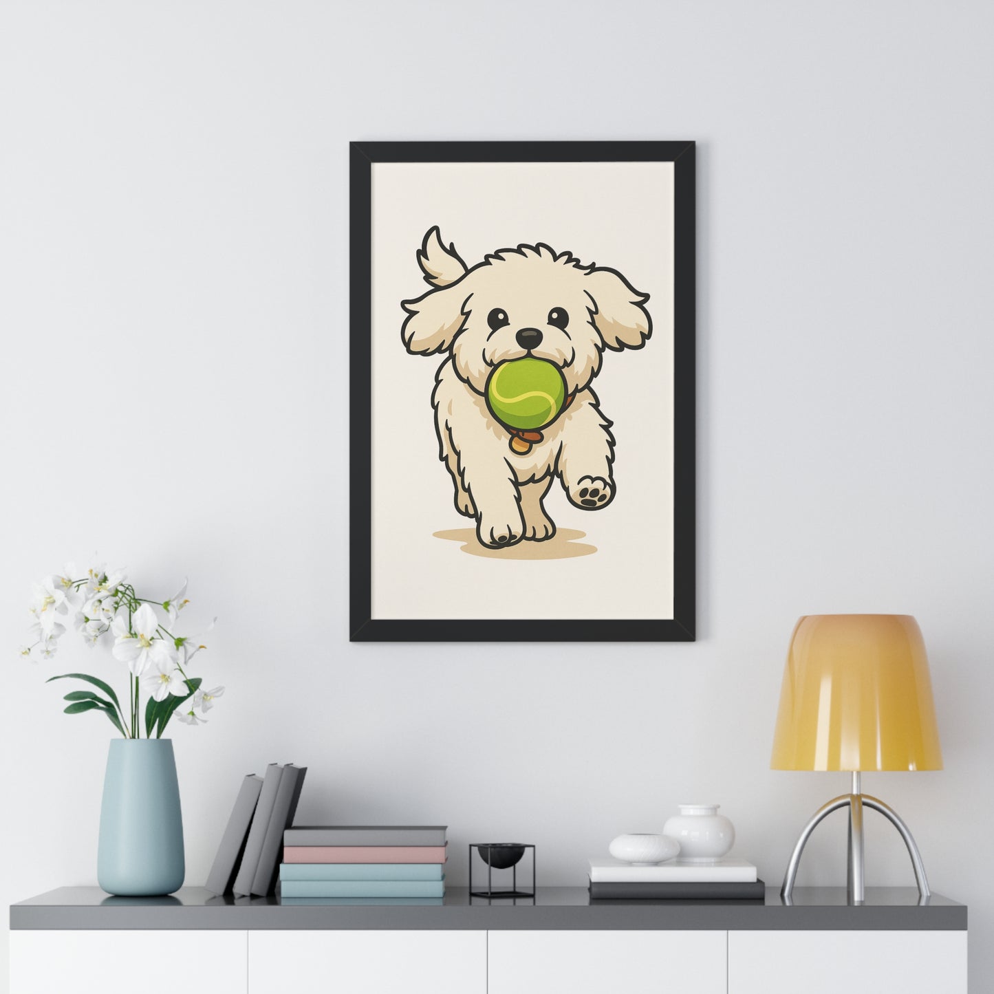 Dog Cartoon Framed Vertical Poster