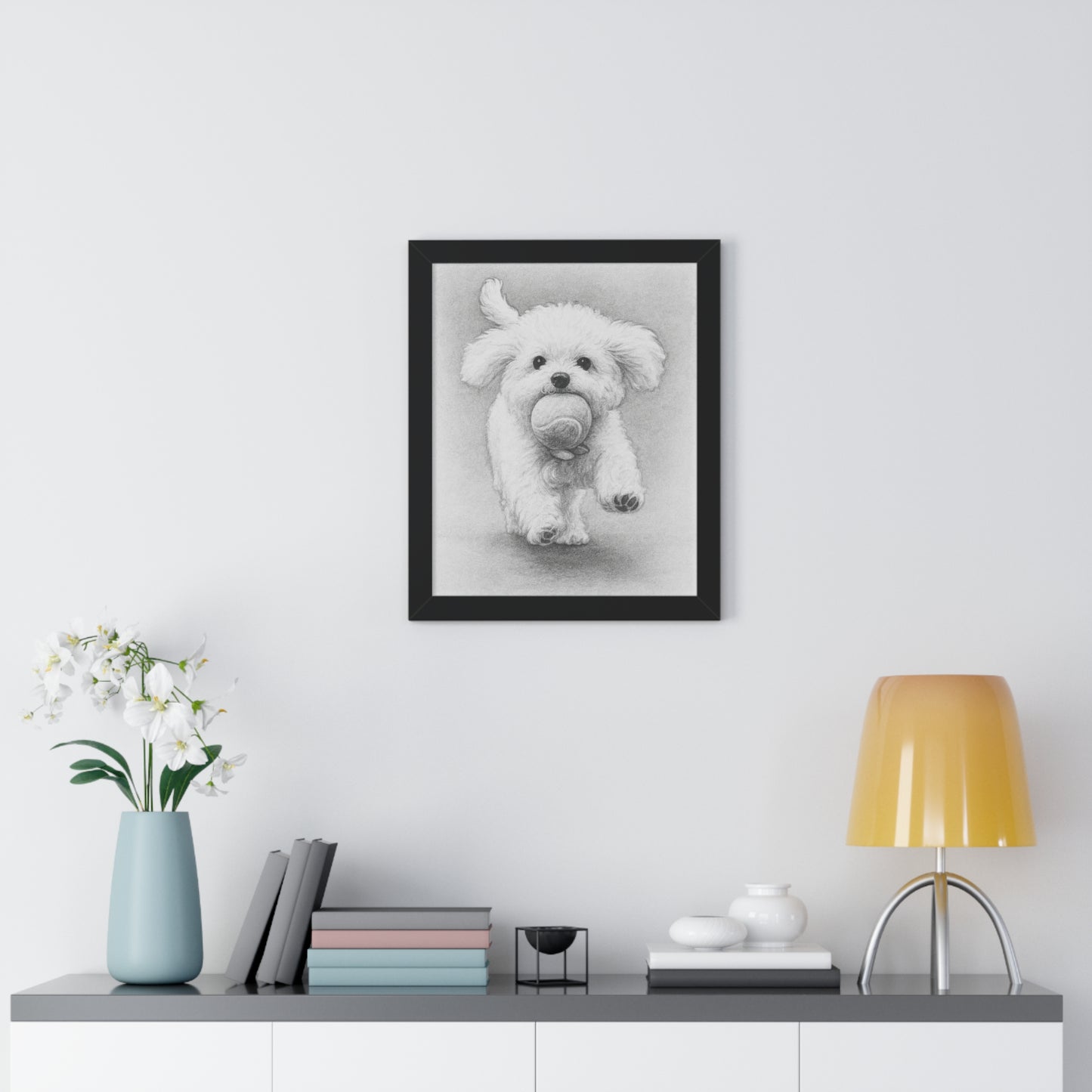 Framed Pet Portrait Pencil Sketch Poster