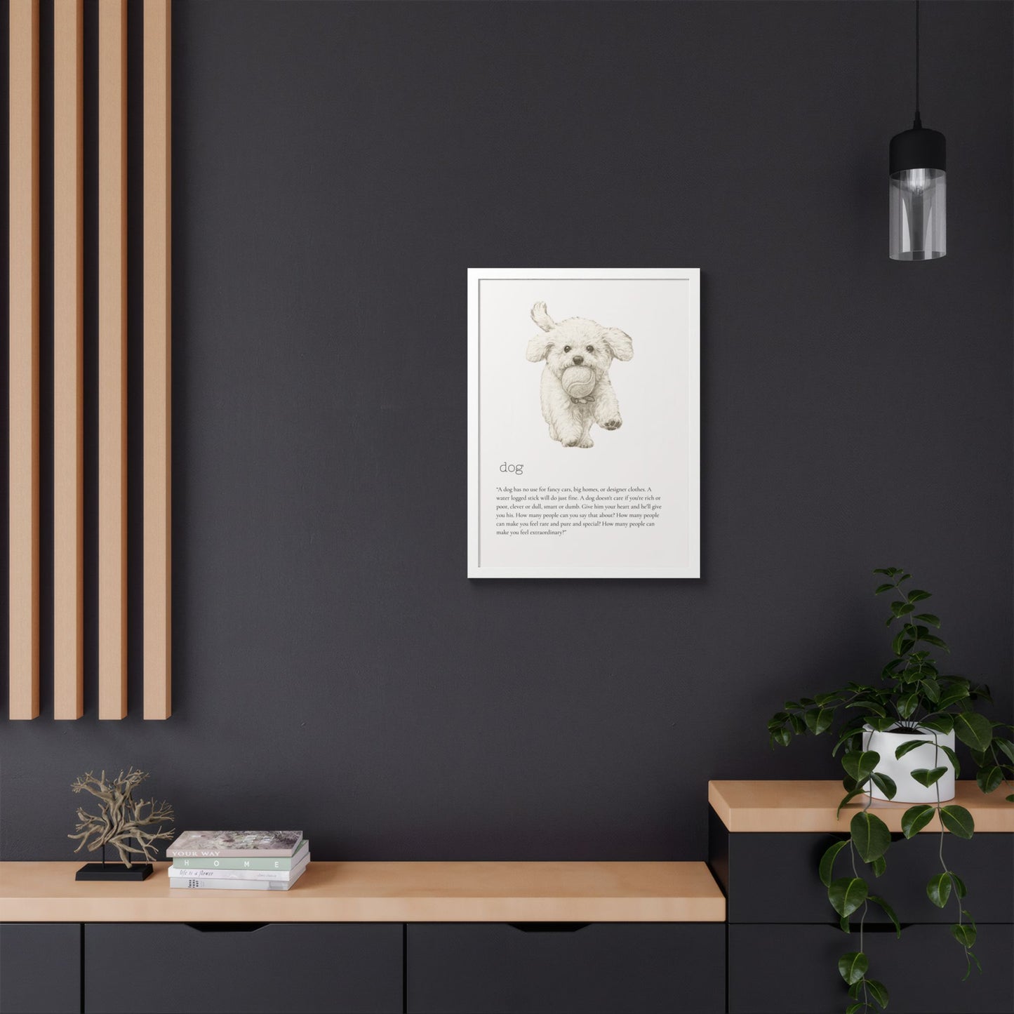 Pencil Sketch Adorable Dog Framed Poster Customized