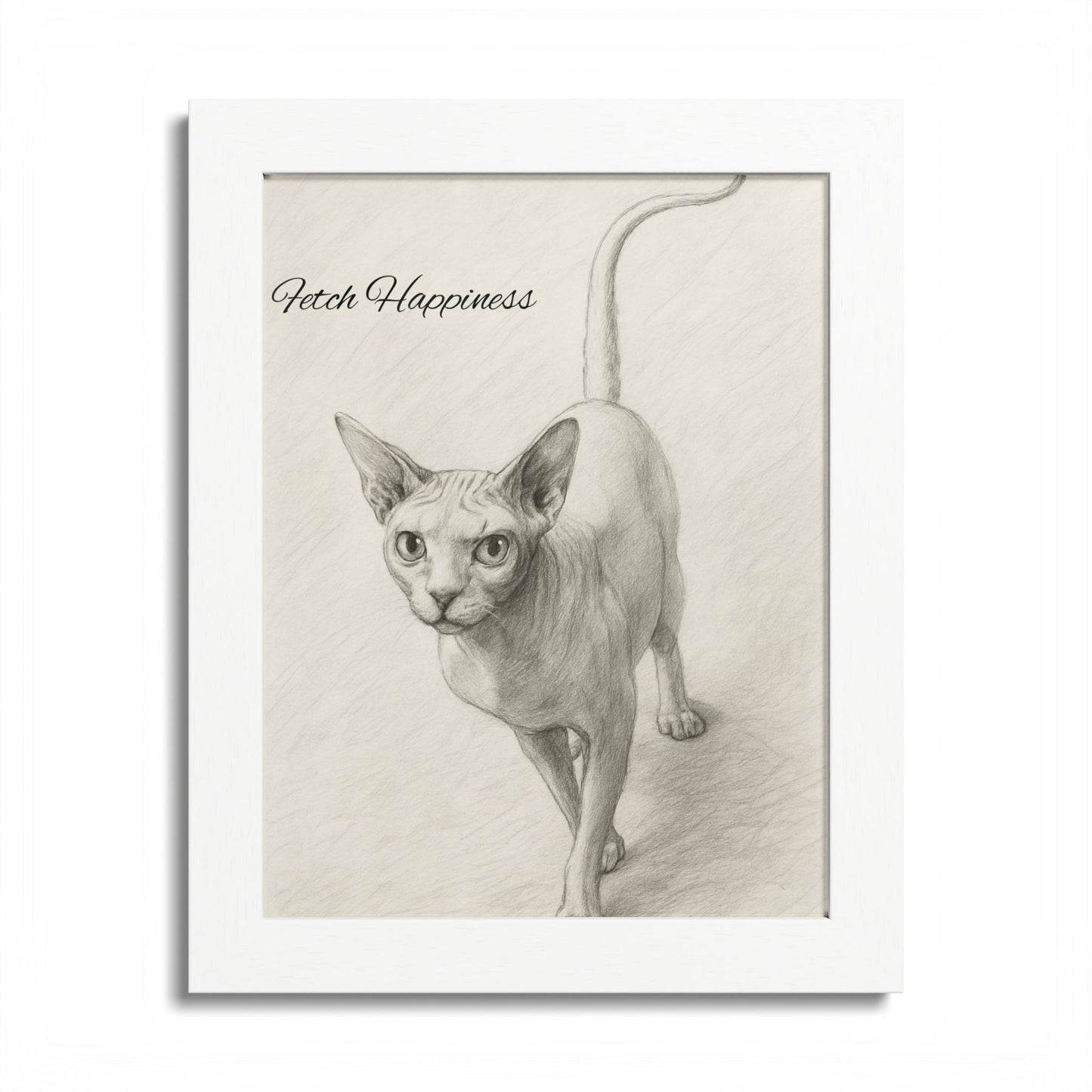Fetch Happiness Sphynx Cat Poster Multi-Color Artwork for Cat Lovers