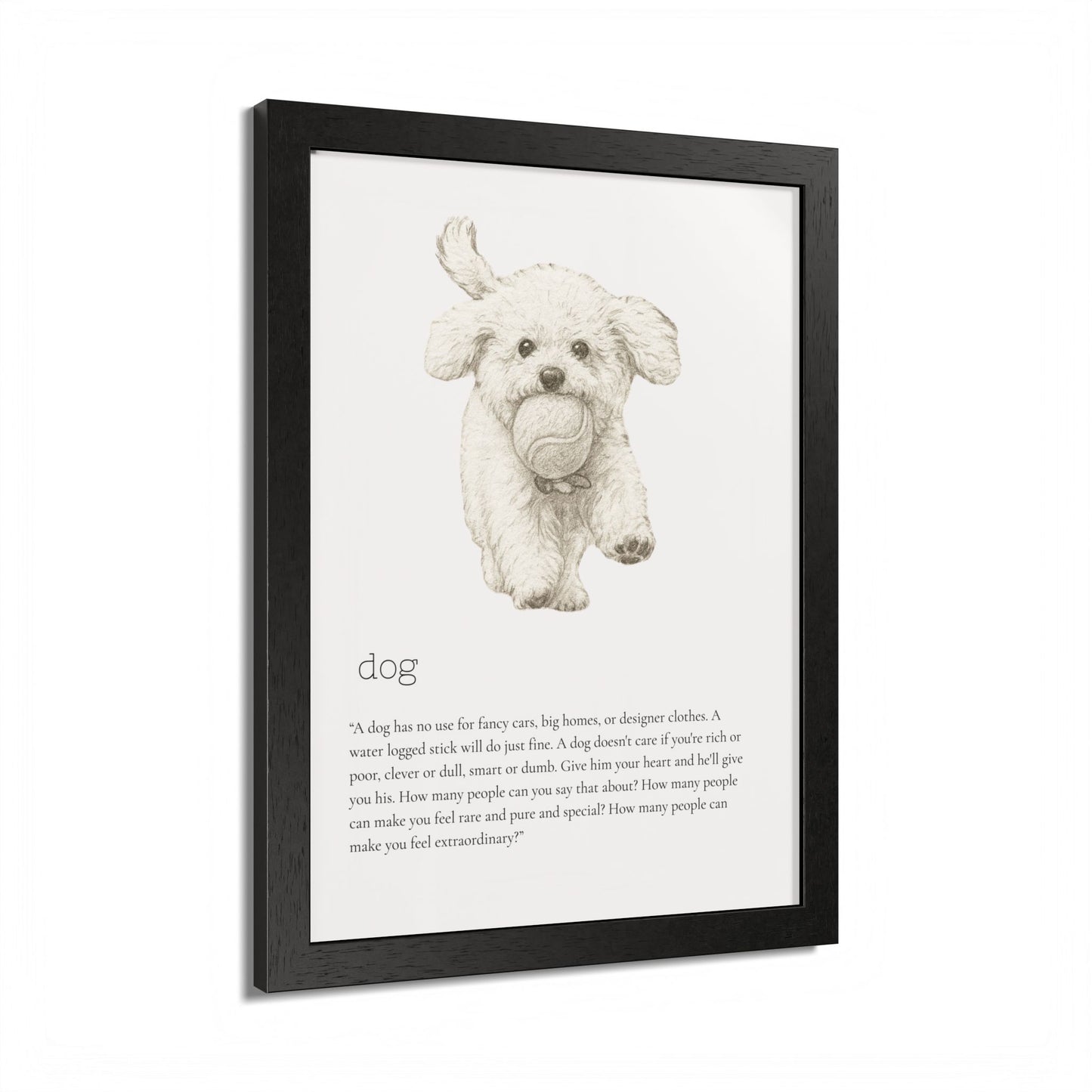 Pencil Sketch Adorable Dog Framed Poster Customized