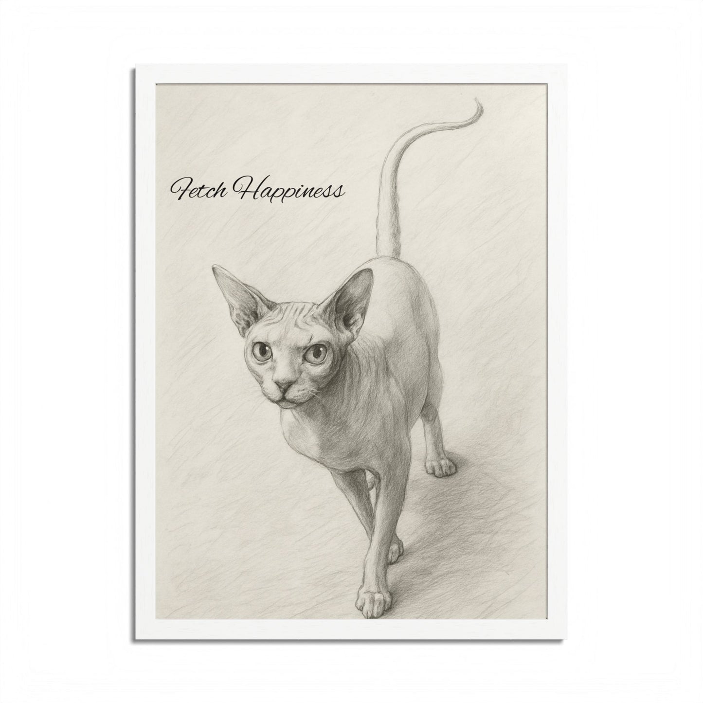 Fetch Happiness Sphynx Cat Poster Multi-Color Artwork for Cat Lovers
