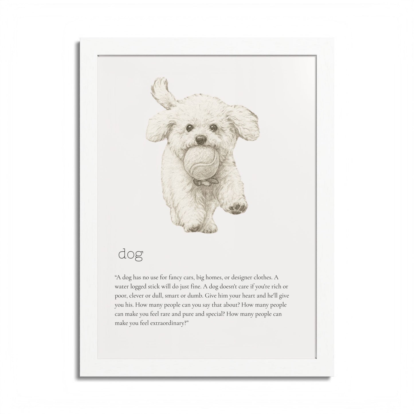 Pencil Sketch Adorable Dog Framed Poster Customized