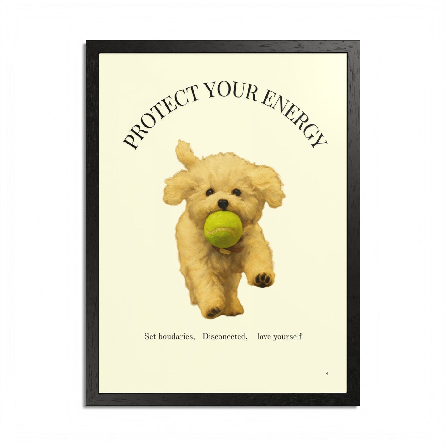 Protect Your Energy Poster Framed Dog Art Print