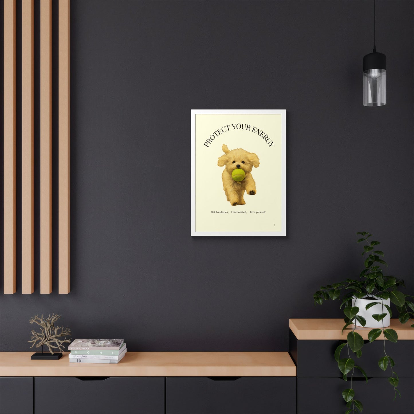 Protect Your Energy Poster Framed Dog Art Print