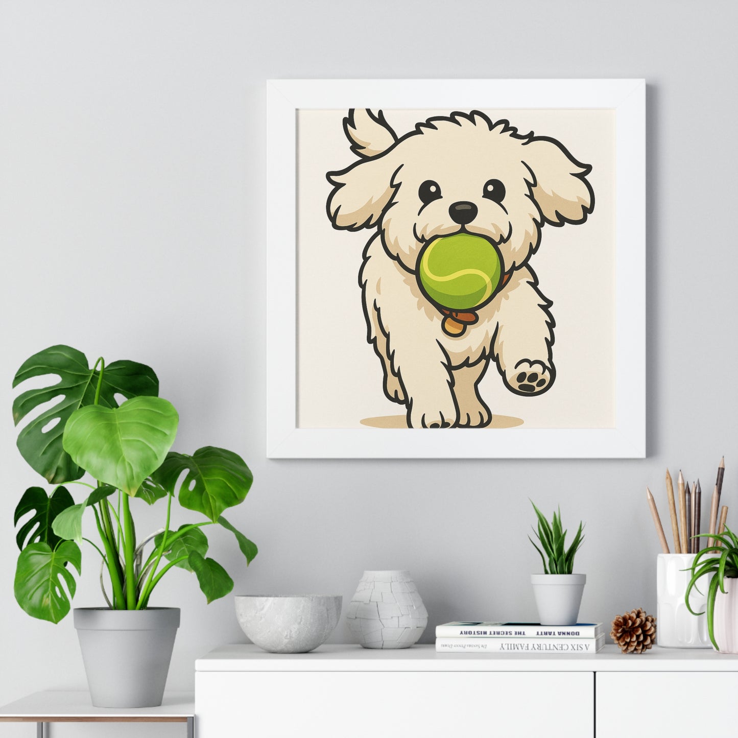 Dog Cartoon Framed Vertical Poster
