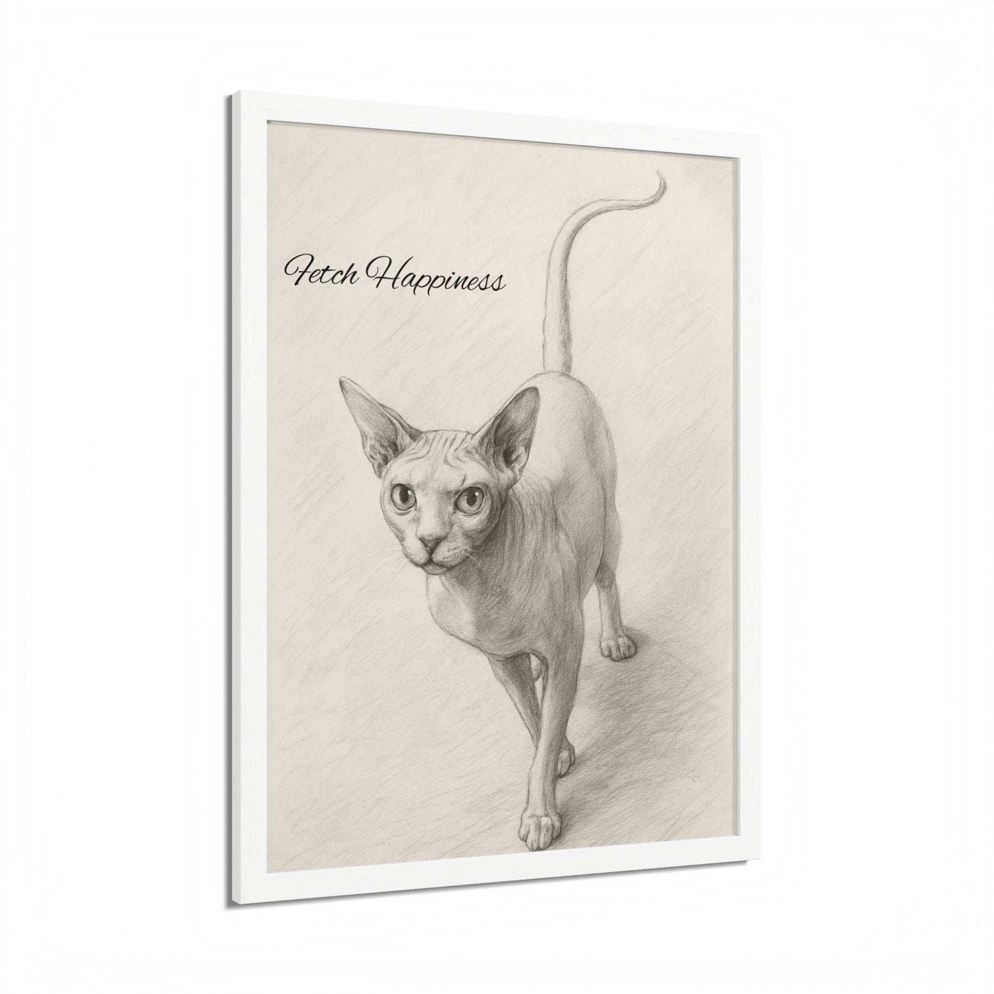 Fetch Happiness Sphynx Cat Poster Multi-Color Artwork for Cat Lovers