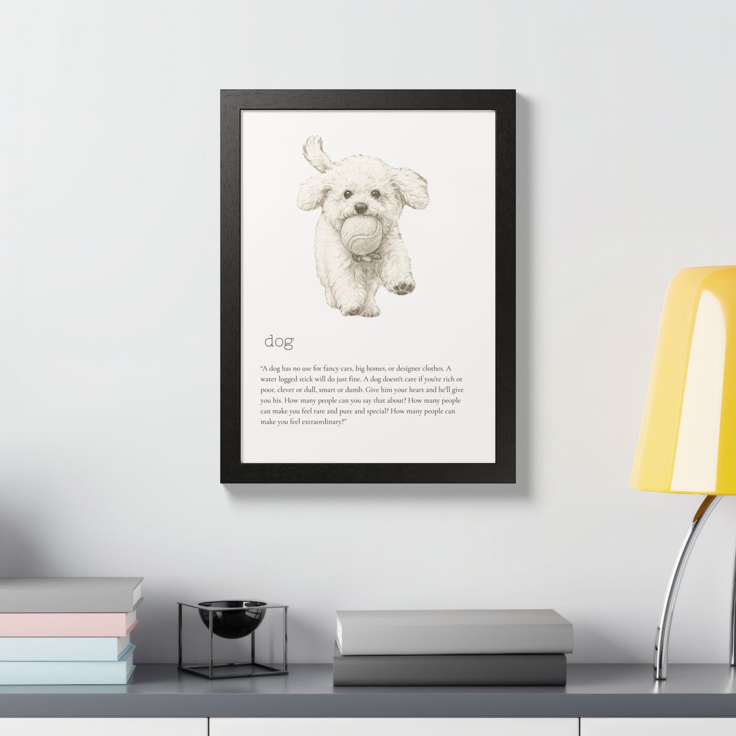 Pencil Sketch Adorable Dog Framed Poster Customized