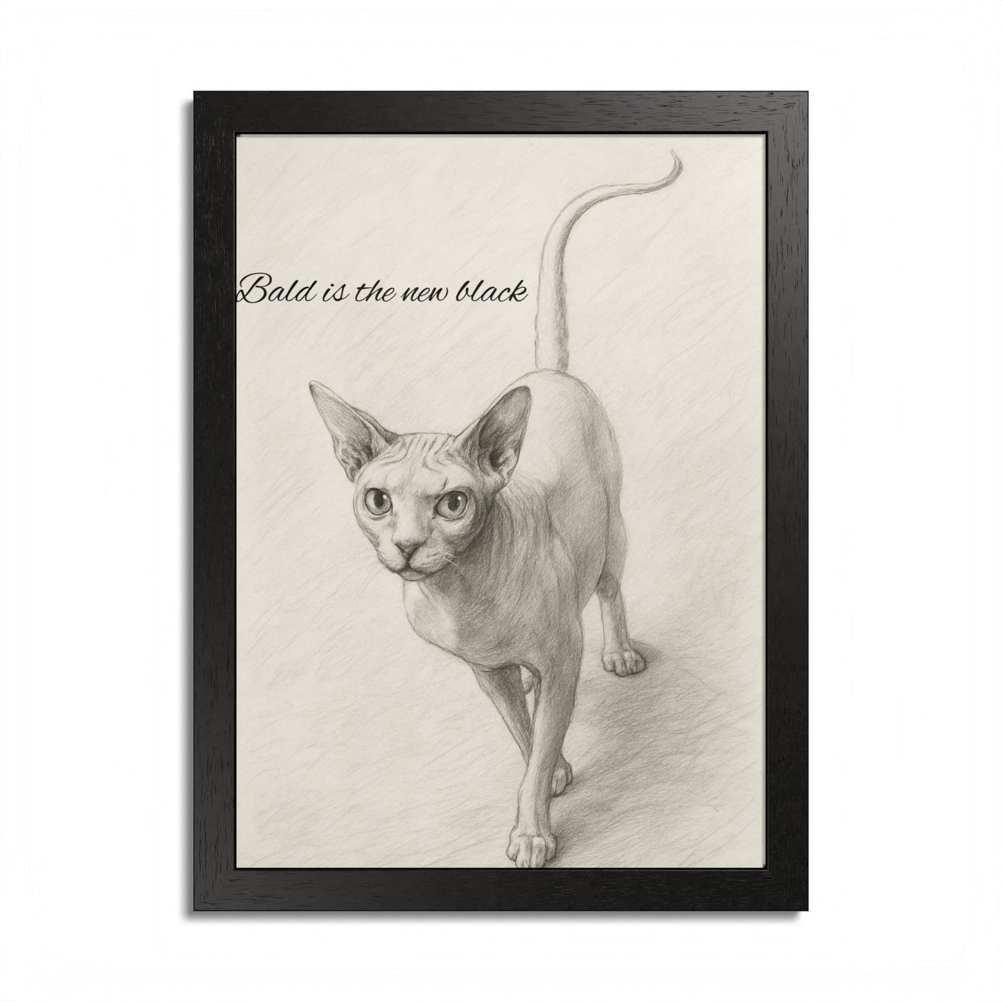 Blod is New Black Framed Sphynx Cat Print