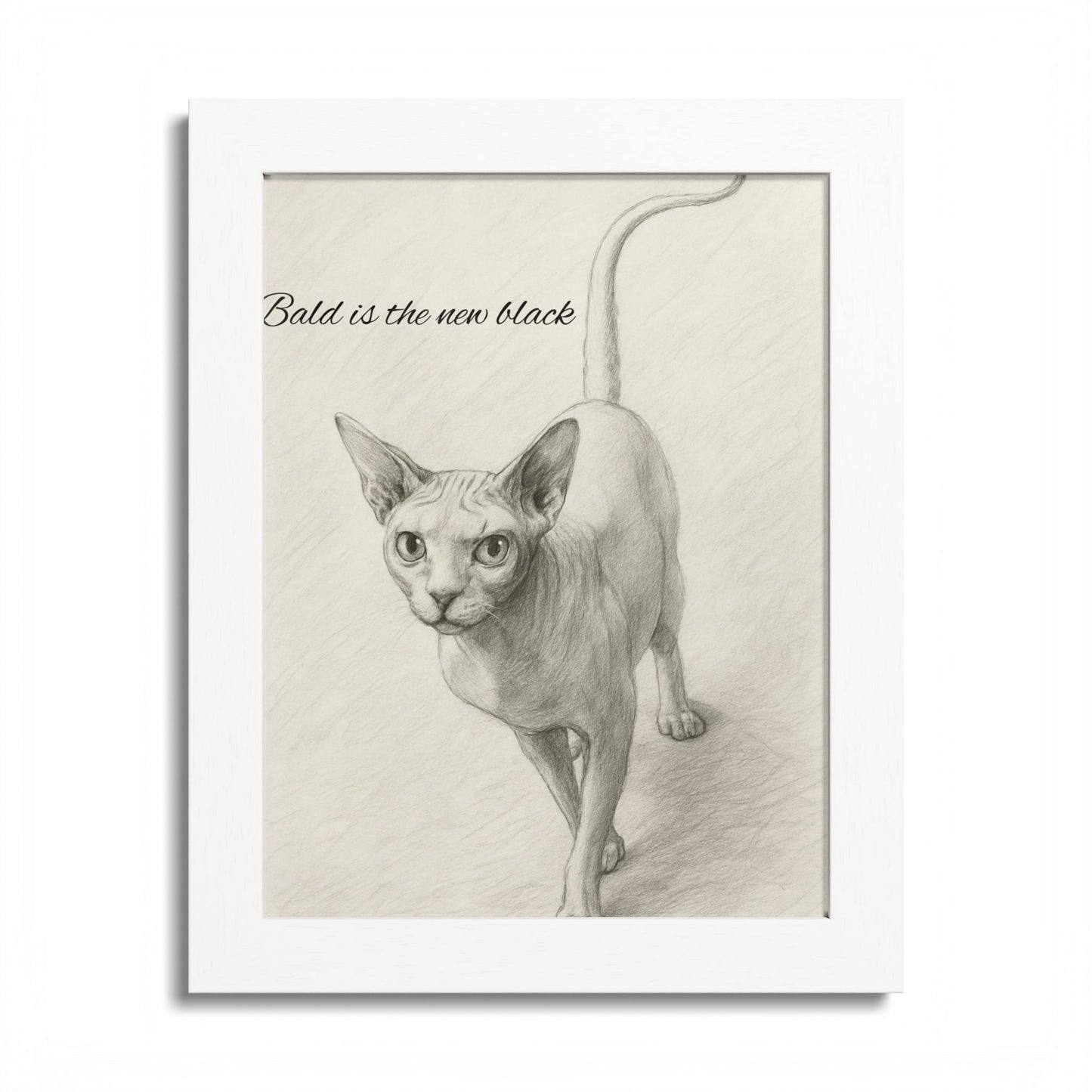 Blod is New Black Framed Sphynx Cat Print