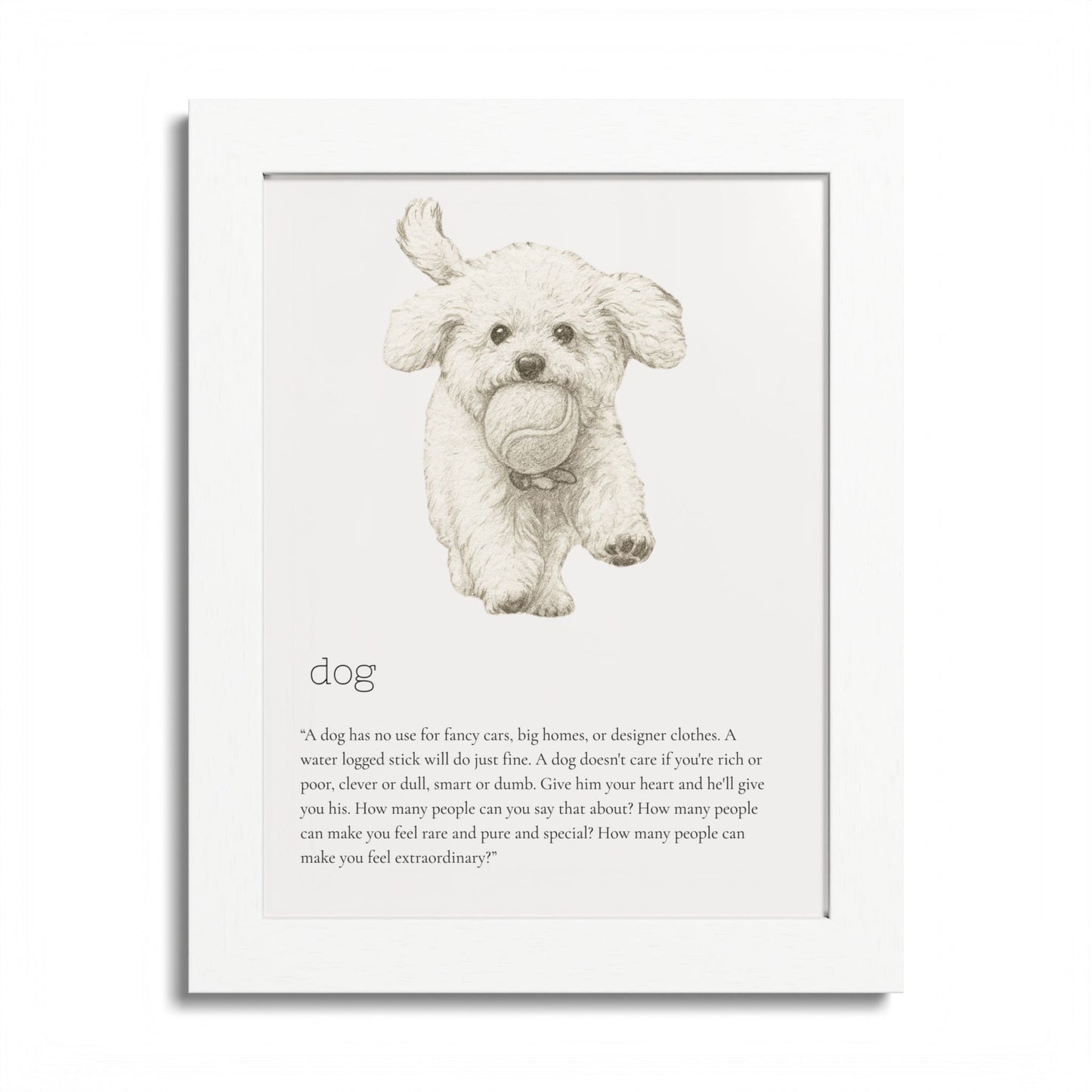 Pencil Sketch Adorable Dog Framed Poster Customized