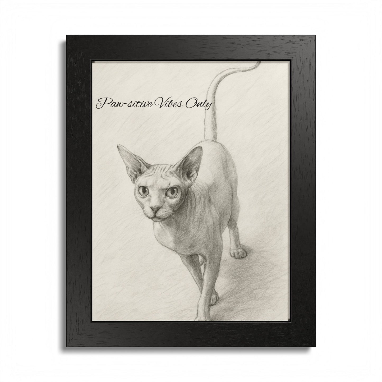 Pawsitive Vibes Only Framed Sphynx Cat Poster