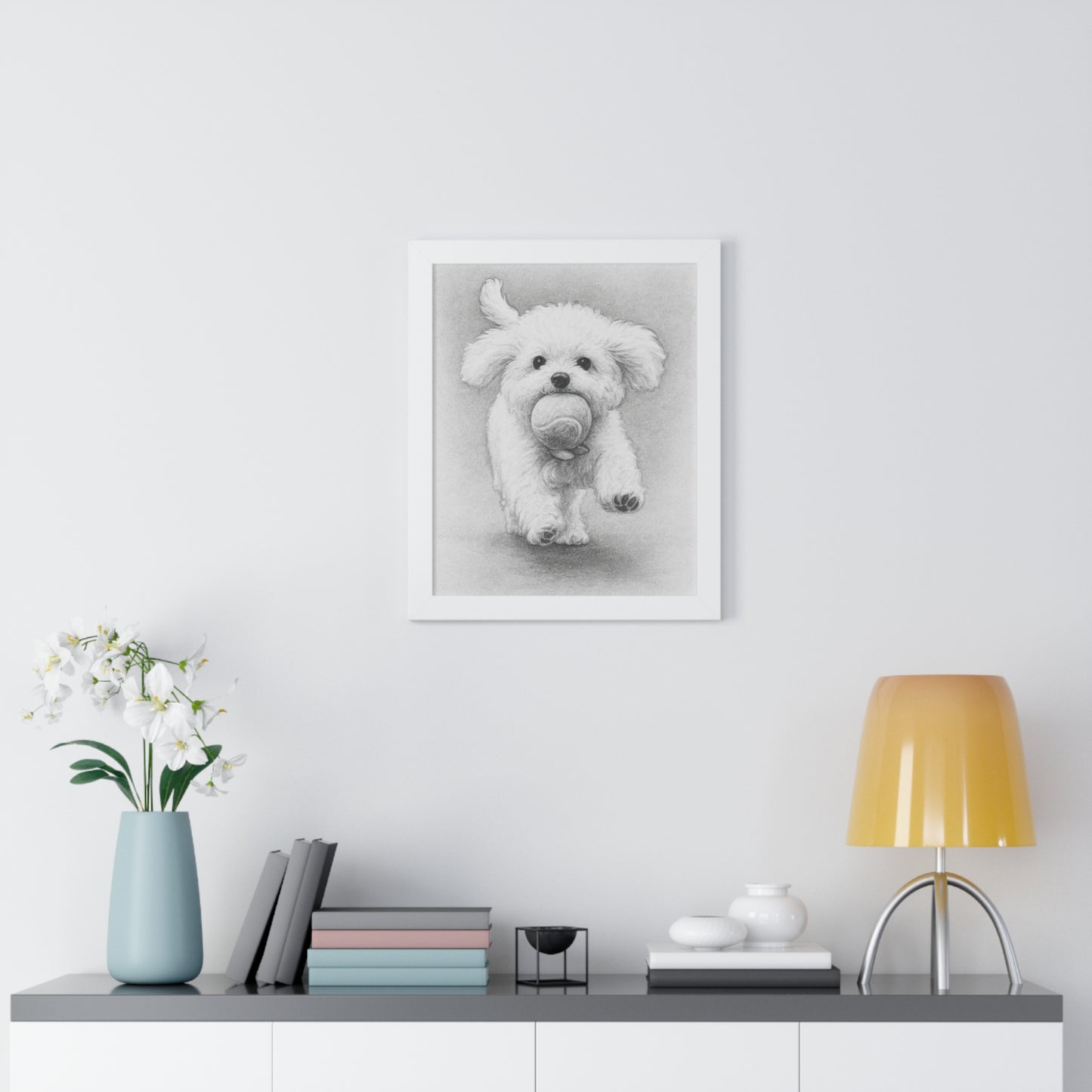 Framed Pet Portrait Pencil Sketch Poster