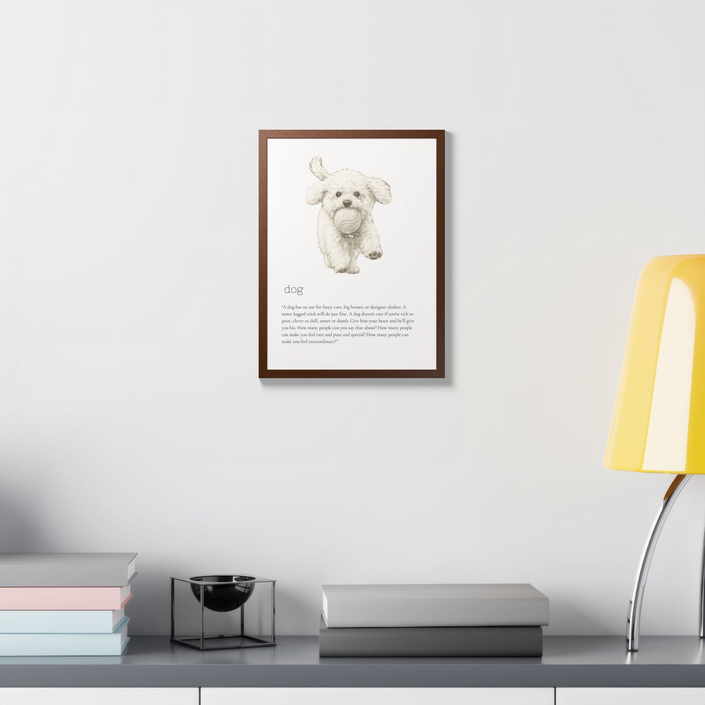 Pencil Sketch Adorable Dog Framed Poster Customized
