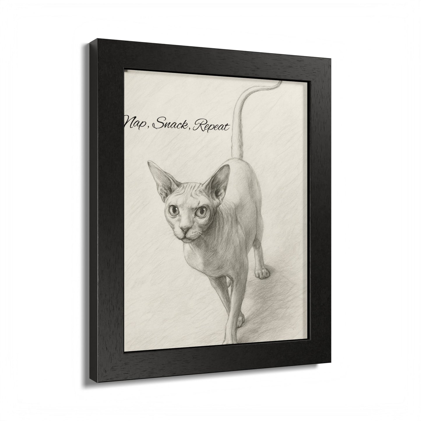 Framed Sphynx Cat Poster - Nap, Snack, Repeat