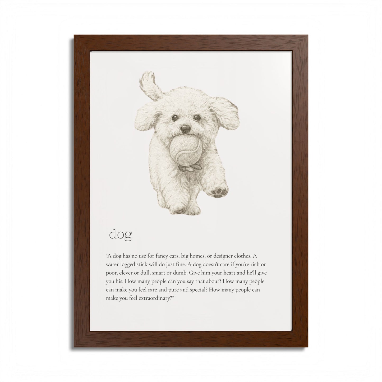 Pencil Sketch Adorable Dog Framed Poster Customized