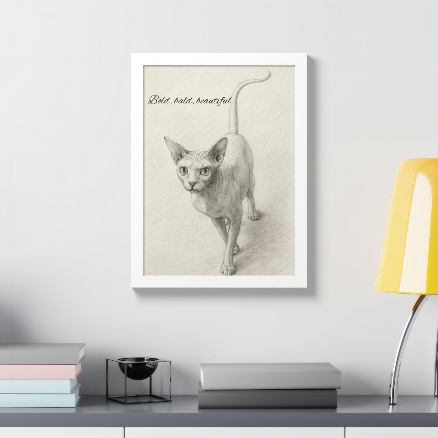 Bold,Bald ,Beautiful Sphynx Cat Framed Poster