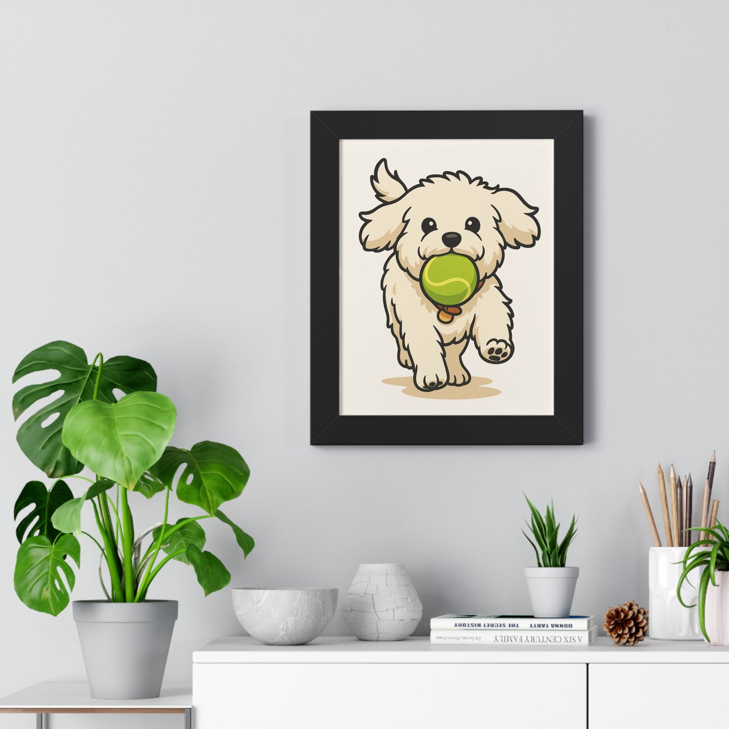 Dog Cartoon Framed Vertical Poster