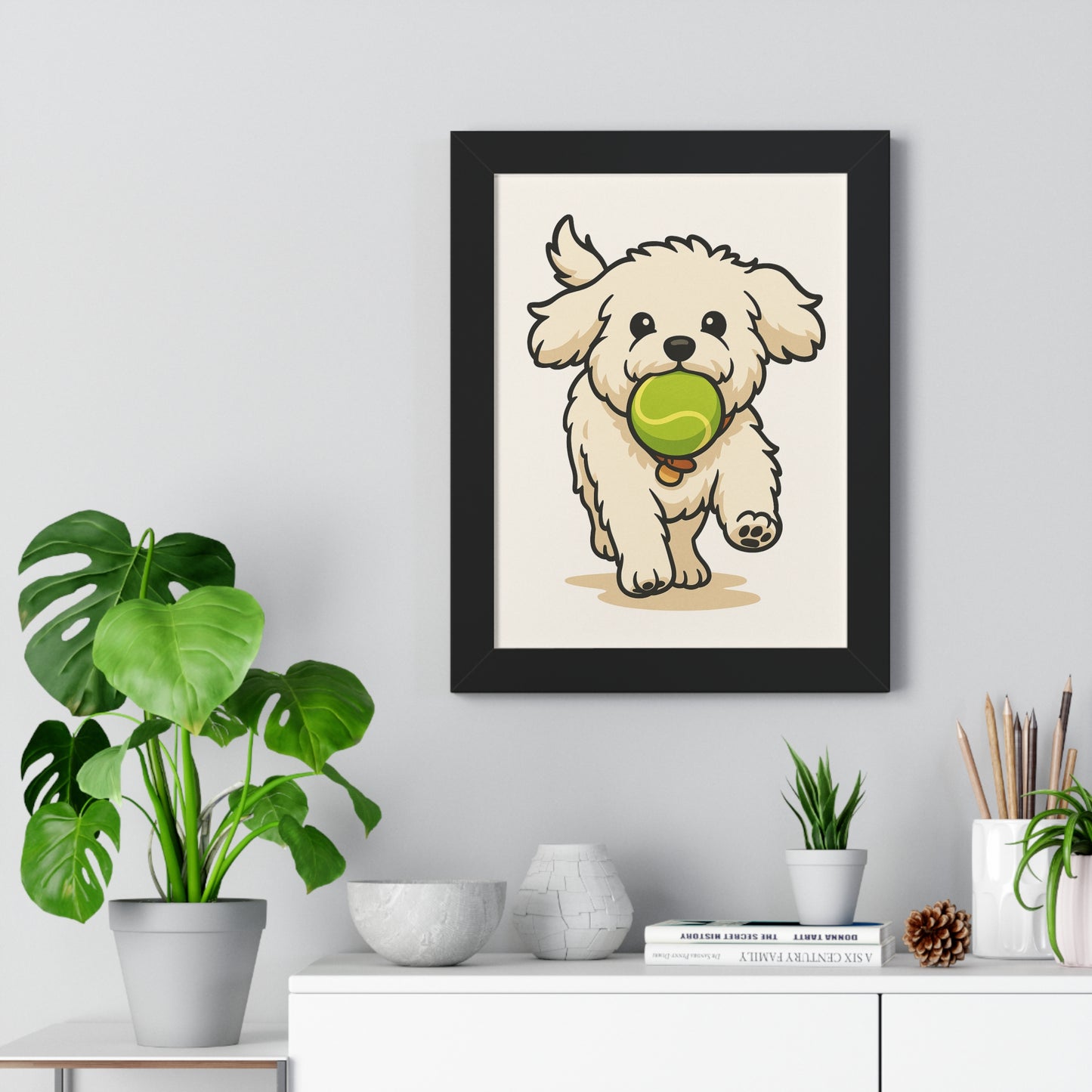Dog Cartoon Framed Vertical Poster