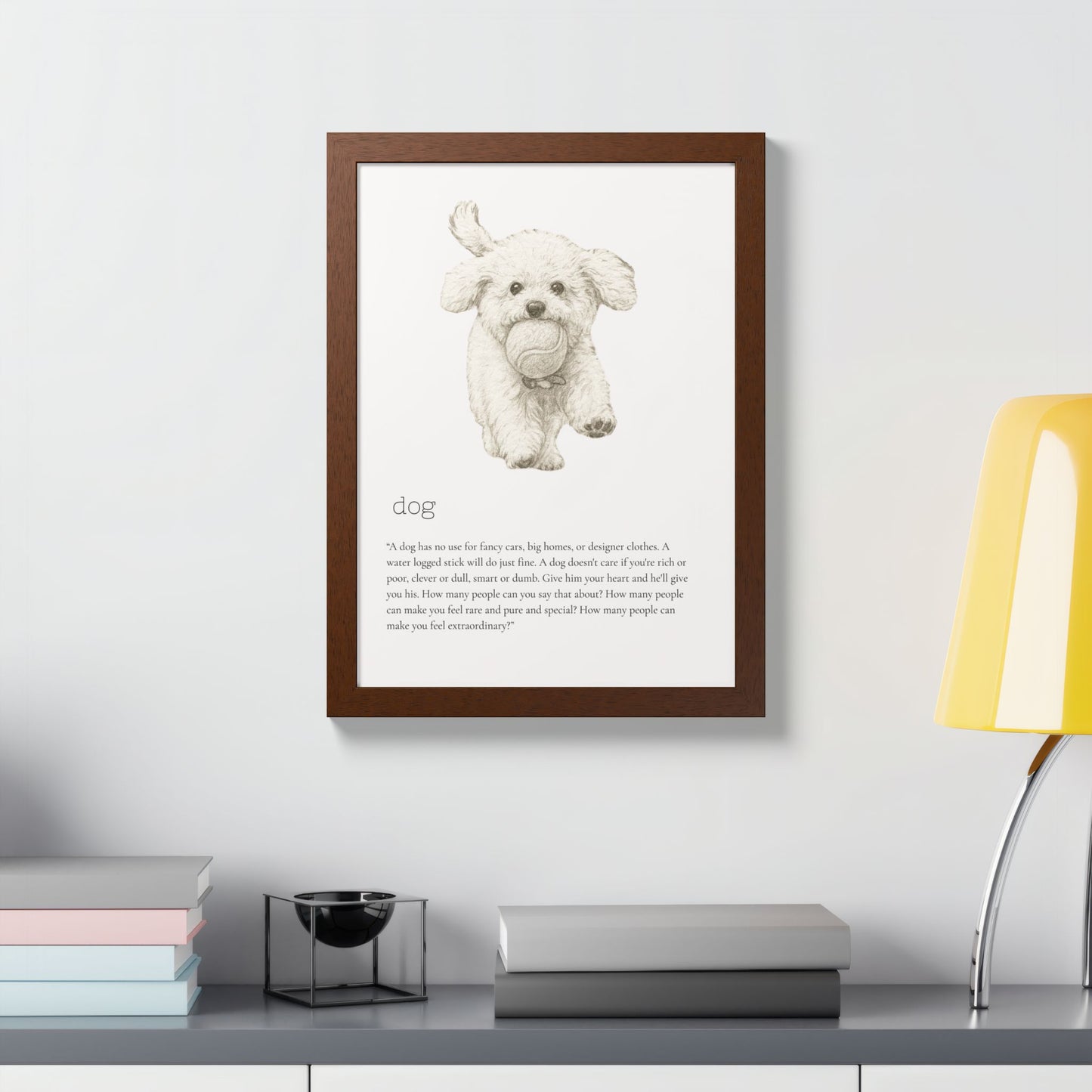 Pencil Sketch Adorable Dog Framed Poster Customized