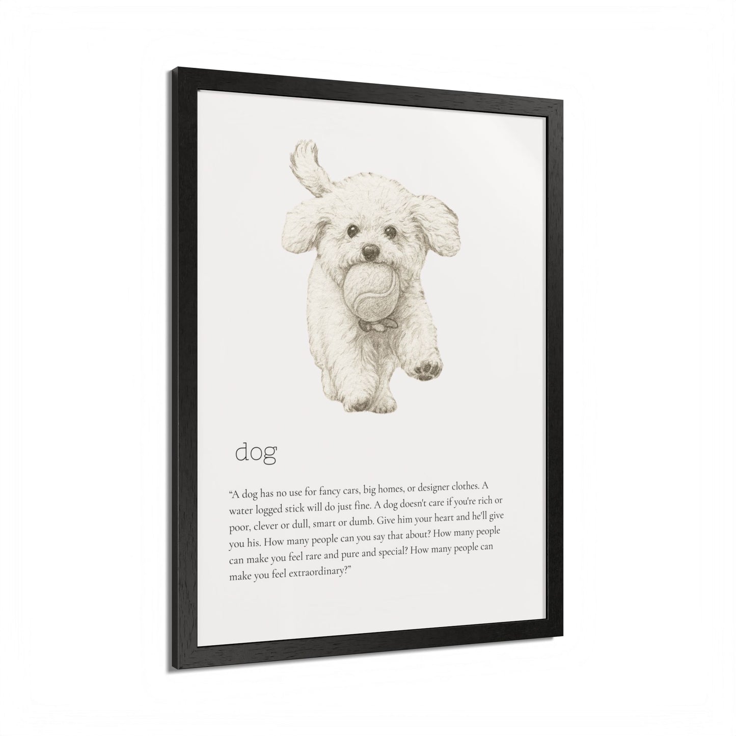 Pencil Sketch Adorable Dog Framed Poster Customized