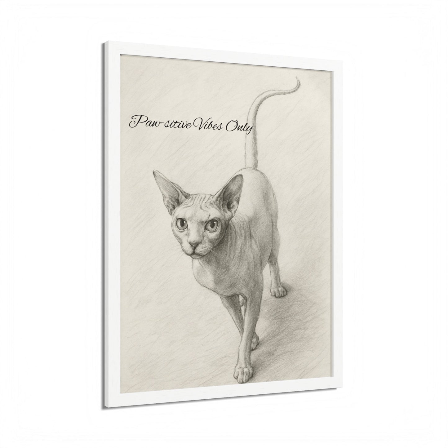 Pawsitive Vibes Only Framed Sphynx Cat Poster