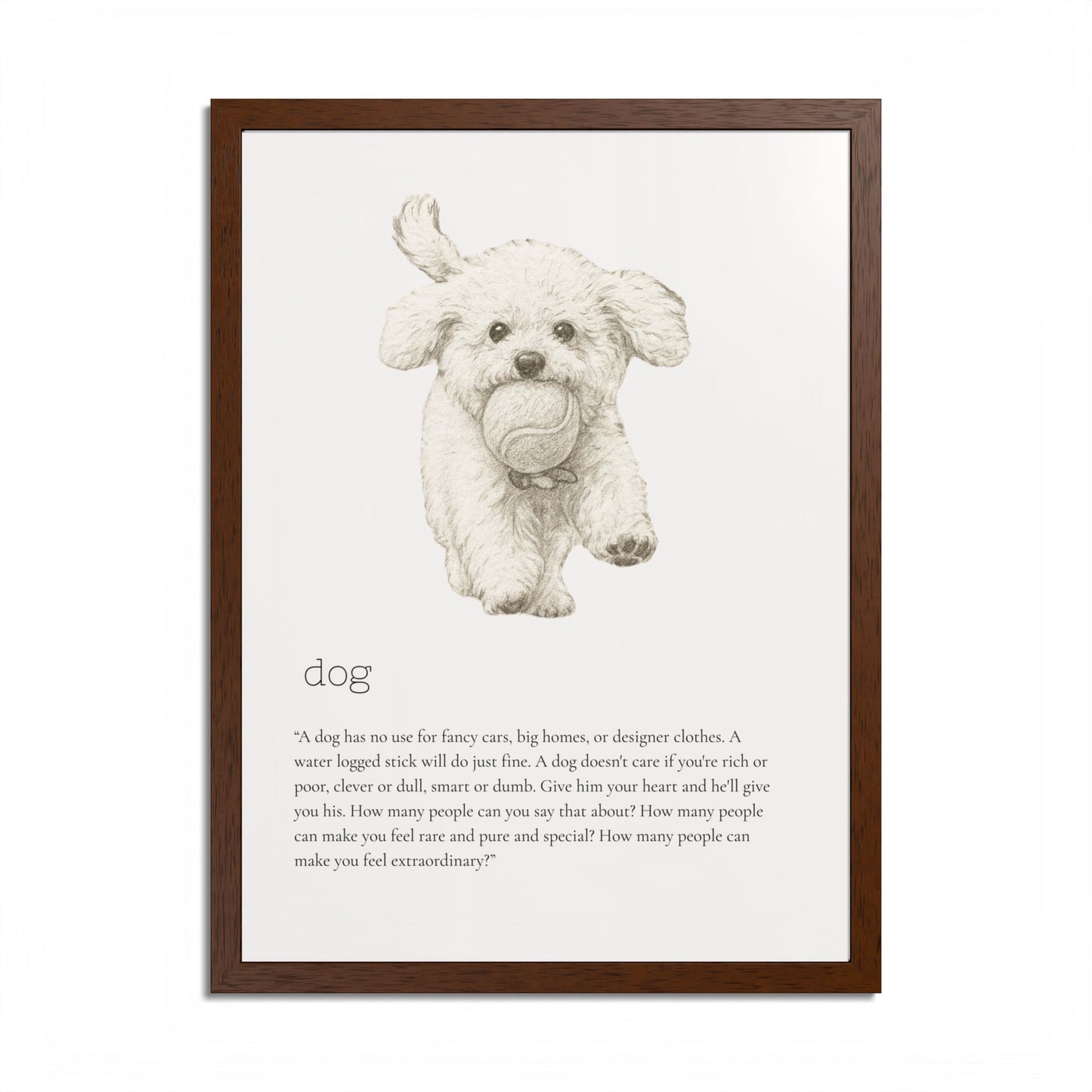 Pencil Sketch Adorable Dog Framed Poster Customized
