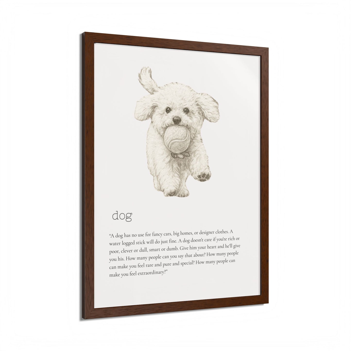 Pencil Sketch Adorable Dog Framed Poster Customized