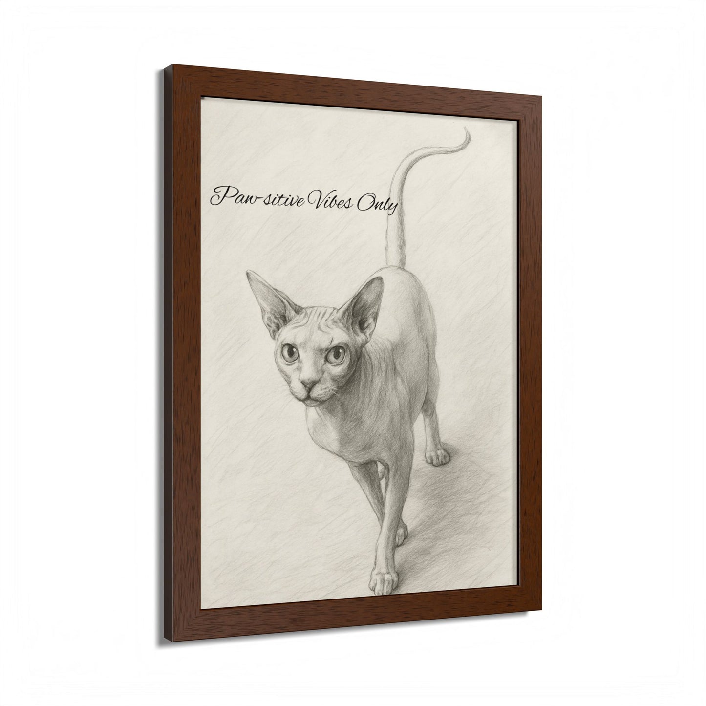 Pawsitive Vibes Only Framed Sphynx Cat Poster