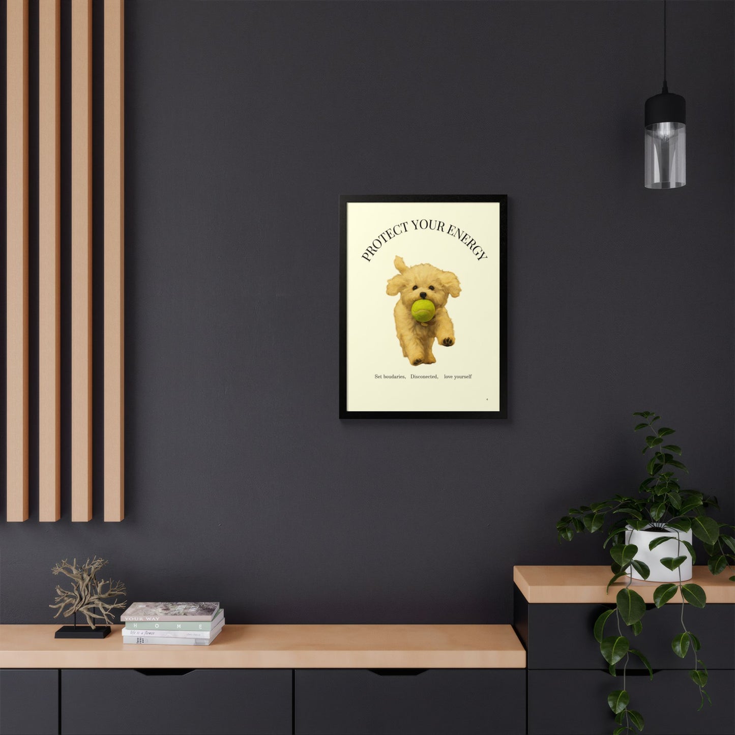 Protect Your Energy Poster Framed Dog Art Print