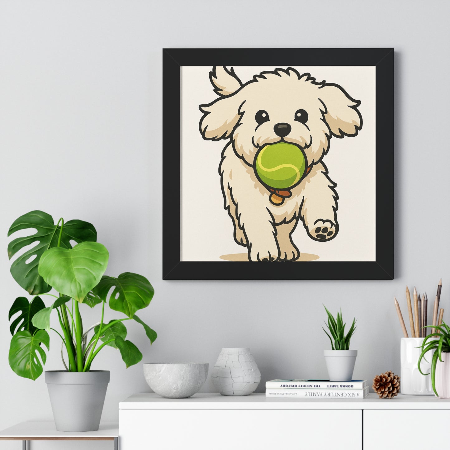 Dog Cartoon Framed Vertical Poster