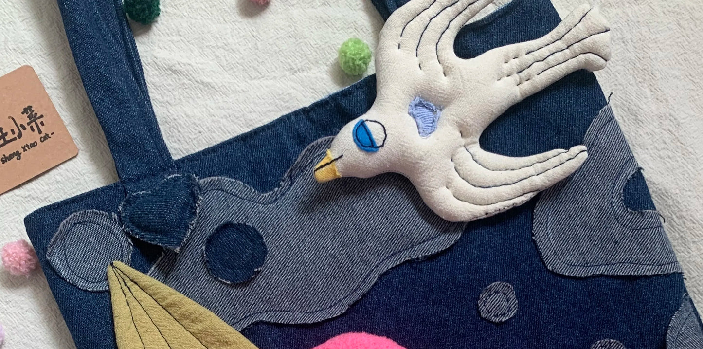 Flowers and Swallow Bag